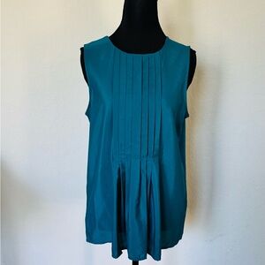 Banana Republic Teal Pleated Sleeveless Blouse